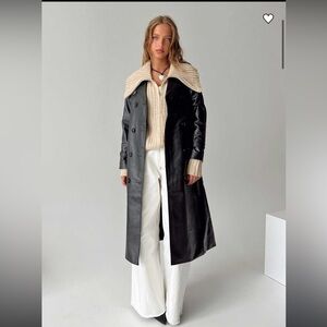 Princess Polly Black Vegan Leather Trench Coat